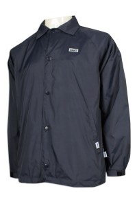 J855 訂做黑色風褸外套 魔術貼袖口 印花logo 100%滌 風褸外套供應商
